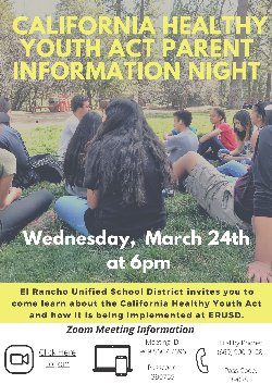 California Healthy Youth Act Parent Information Night Flyer